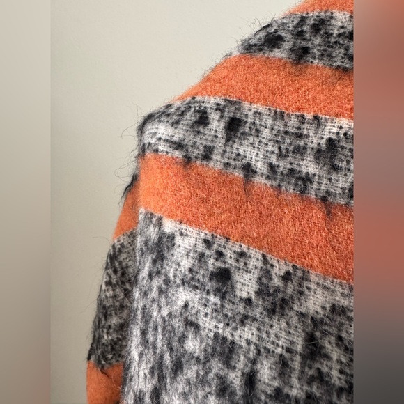 Cecchi e Cecchi Wool Scarf Orange and Black Stripes - Picture 10 of 16
